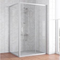 Душевой уголок профиль матовый хром стекло прозрачное Vegas-glass