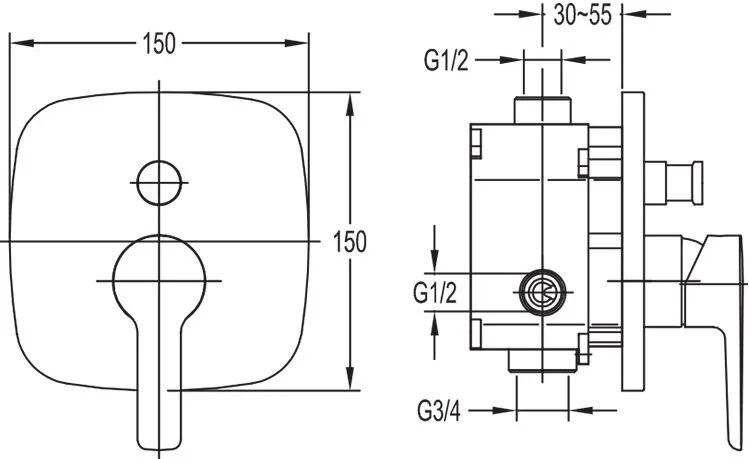 Смеситель для душа Cezares Tesoro с внутренней частью TESORO-F-VDIM-01 (детальная фотография), для душа