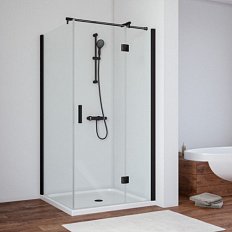 Душевой уголок профиль черный глянцевый стекло прозрачное Vegas-glass