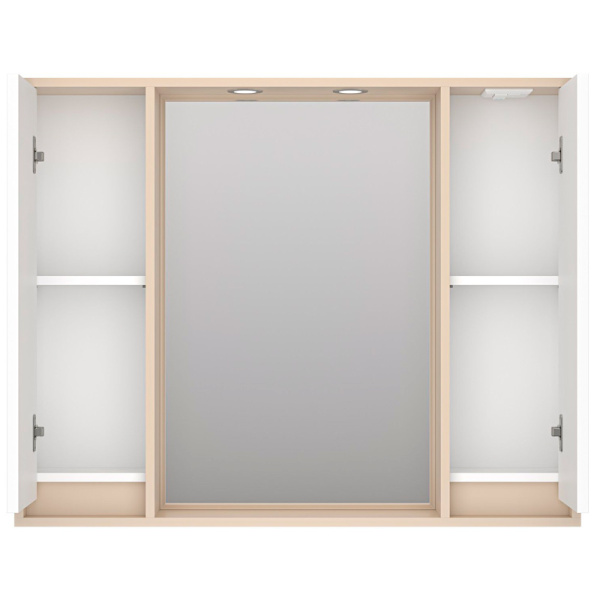 Зеркальный шкаф с подсветкой Brevita Balaton 100 см белый, бежевый BAL-04100-03-01 (детальная фотография), современные, hi-tech