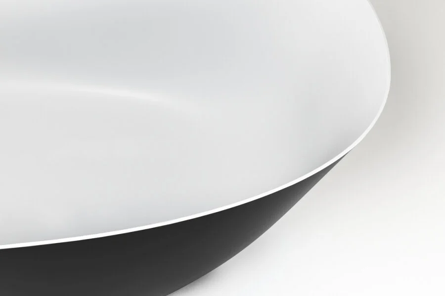 Ванна из искусственного камня Plumberia Selection Veloma, 170 х 75 см, матовый белый/черный, VELOMA 170BN (детальная фотография), отдельностоящие