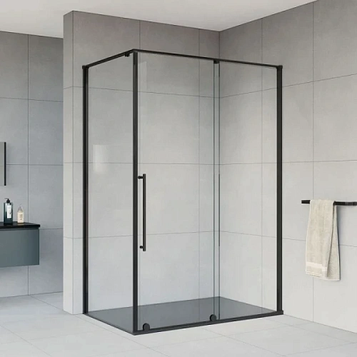 Душевой уголок Vincea Arno 120х90 см профиль черный, стекло прозрачное - фото 1