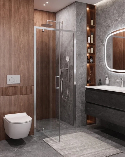 Душевая дверь в нишу Cezares Molveno 90 см с прозрачным стеклом MOLVENO-BA-1-90-C-Cr-IV (детальная фотография), современные, hi-tech