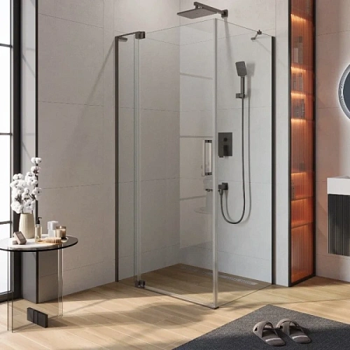 Душевой уголок Cezares Slider 110х80 см стекло прозрачное профиль оружейная сталь - фото 11