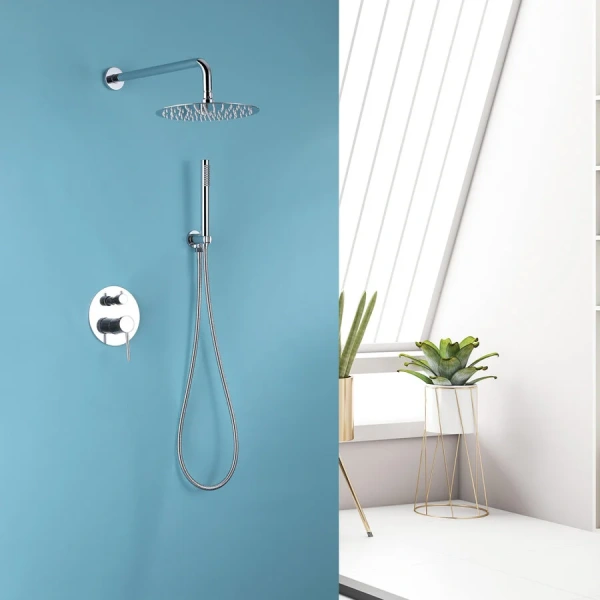 Душевой комплект Abber Emotion AF8818 скрытого монтажа (детальная фотография), хром, золотые, черные