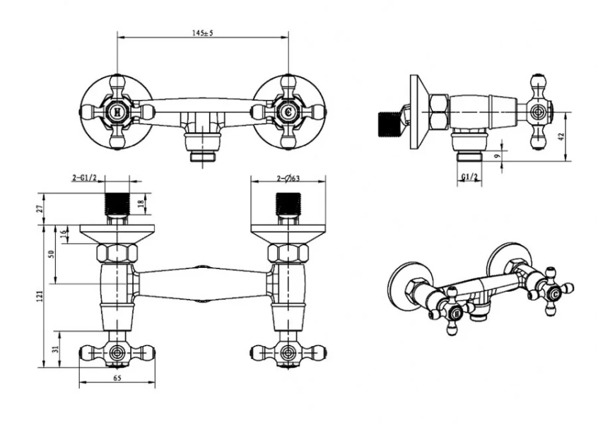 Смеситель для душа Boheme Tradizionale Chromo хром 274 (детальная фотография), для душа
