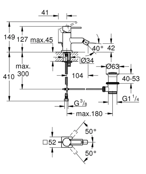 Смеситель для биде Grohe Allure 32147000 (детальная фотография), для биде