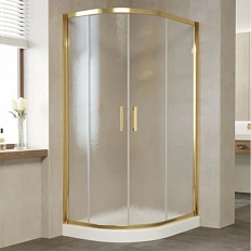 Душевой уголок профиль золотой стекло шиншилла Vegas-glass