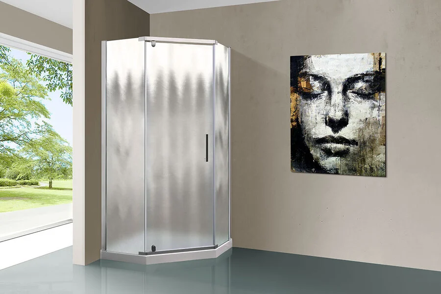 Душевой уголок Vincea Stresa 90x90 см стекло шиншилла VSP-1S900CH (детальная фотография), стеклянные, угловые, без поддона