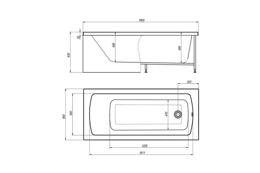 Ванна акриловая Royal Bath Vienna RB953507, 180 x 80 см, белый (детальная фотография), акриловые