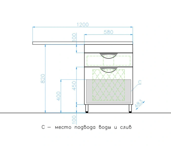 Тумба под раковину напольная Style Line Жасмин 58 см белая ЛС-00000645 (детальная фотография), по запросу