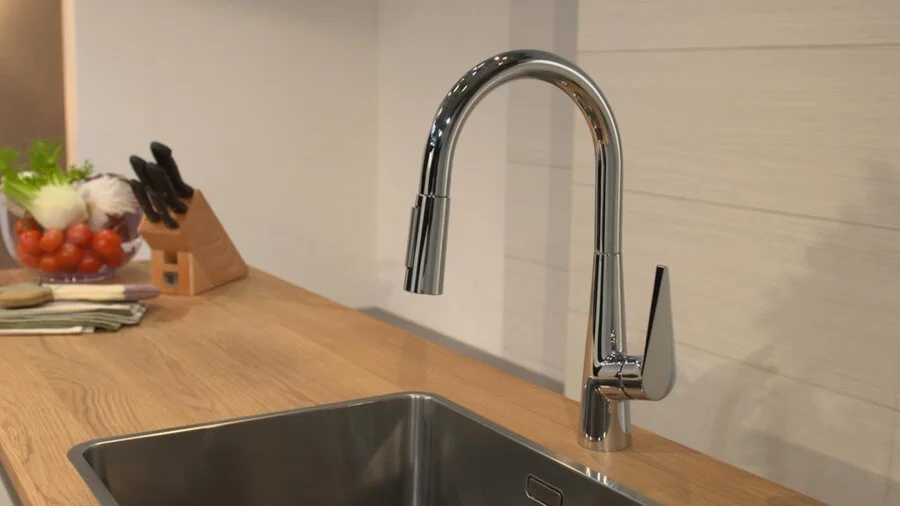 Смеситель для кухни Hansgrohe Talis S под сталь 72813800 (детальная фотография), высокие