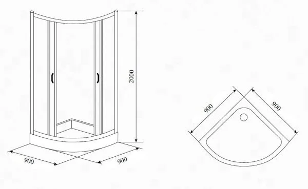 Душевой уголок Timo Biona Lux TL-9001 Fabric 90х90 см TL-9001F (детальная фотография), современные, hi-tech