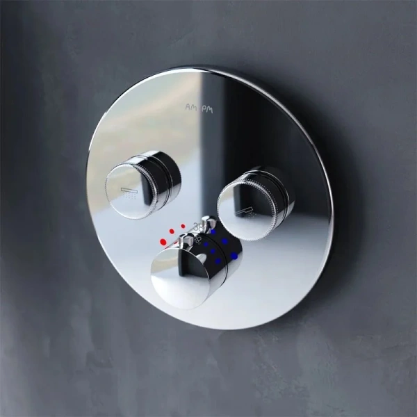 Смеситель для душа AM.PM Inspire V2.0 для 2 потребителей, с термостатом F50A85700 (детальная фотография), округлая форма