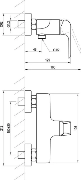 Смеситель для душа Ravak Flat черный матовый X070177 (детальная фотография), для душа