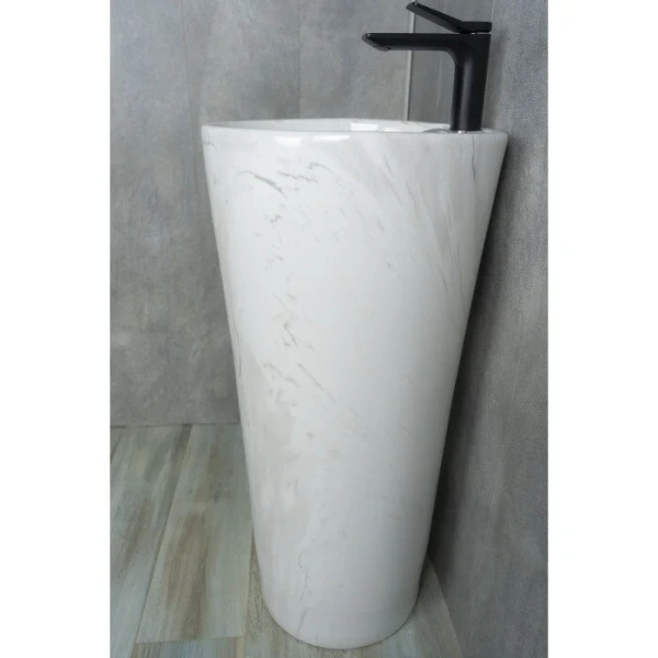 Раковина напольная GID Autonomo Nb131wgss 40 см под камень глянец 81115 (детальная фотография), круглой формы, моноблок