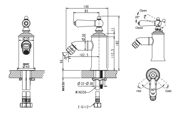 Смеситель для биде Bravat ART F375109U (детальная фотография), для биде
