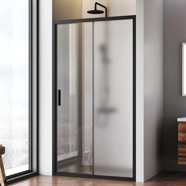 Душевая дверь в нишу AM.PM Gem Solo 110 см профиль черный стекло матовое W90G-110-1-195BM (детальная фотография), в наличии