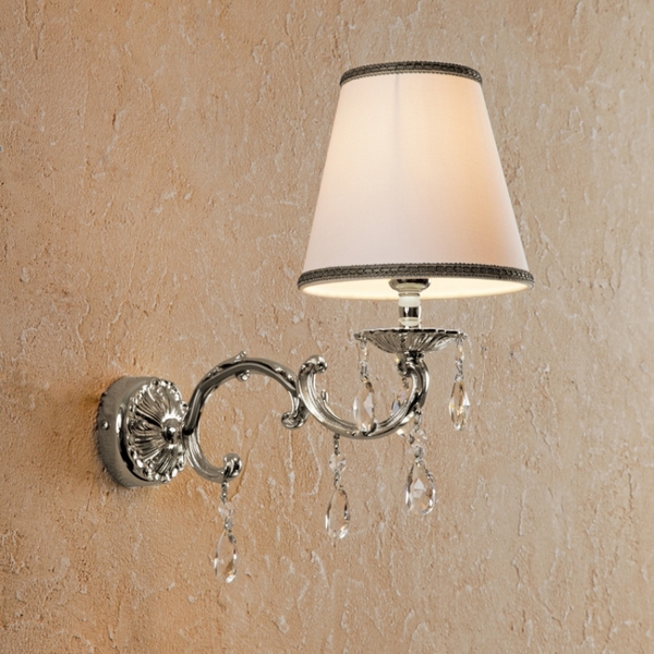 Светильник для ванной, крепление к стене, абажур белого цвета, фурнитура хром, La Beaute LU10B.CRM (детальная фотография)