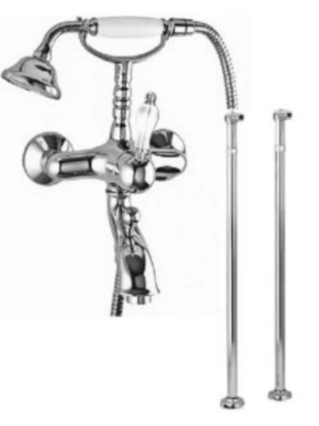 Смеситель для ванны Cezares Margot напольный хром, ручка металл  MARGOT-VDP-01-M (детальная фотография)