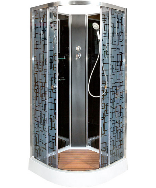 Душевая кабина Deto BM 100х100 см без крыши BM1510NBLACK (детальная фотография), полукруглые, четверть круга