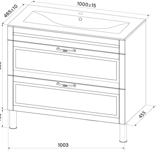 Тумба под раковину напольная IDDIS Oxford 100 см синяя OXF10N1i95 (детальная фотография), комплект (набор)