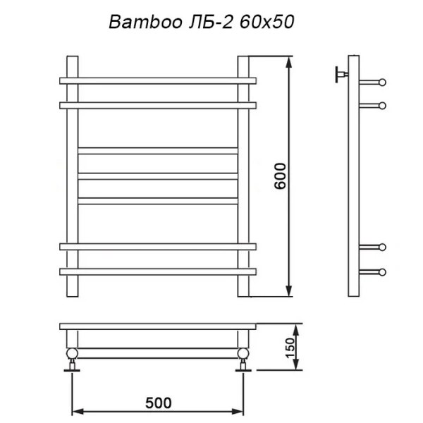 Полотенцесушитель водяной Ника Bamboo 60x50 см хром ЛБ 2 60/50 (детальная фотография), современные, hi-tech