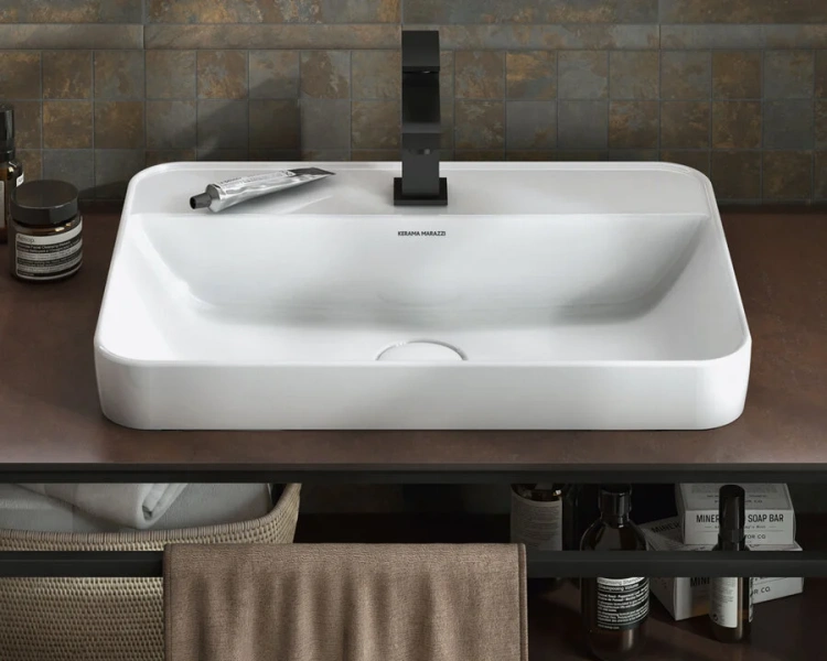 Раковина Kerama Marazzi Plaza 55 см встраиваемая сверху PLR.wbi.55.1 (детальная фотография), керамические