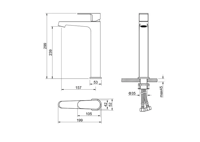 Смеситель для раковины Акватек Оберон золото шлифованное AQ1204BG (детальная фотография), для раковины