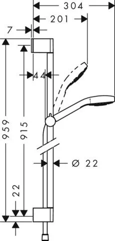 Душевой комплект Hansgrohe Croma Select S 26571400 (детальная фотография), душевые гарнитуры
