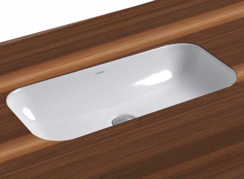 Раковина Azzurra Glaze 69 см встраиваемая GLLT06938000BI (GLZ 69x38/SP bi) (детальная фотография), встраиваемые (в столешницу), пристенные