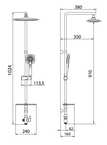 Душевая стойка Lemark LM8805C (детальная фотография), современные, hi-tech