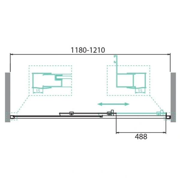 Душевая дверь в нишу BelBagno Due 120 см стекло прозрачное DUE-BF-1-120-C-Cr (детальная фотография), современные, hi-tech