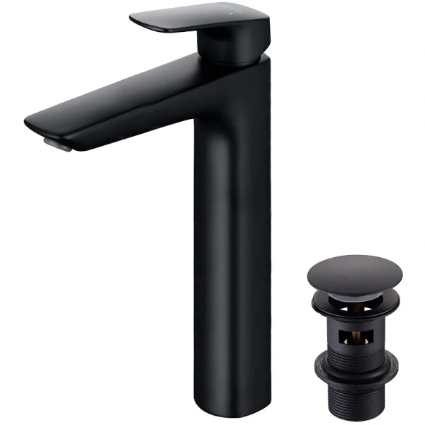 Смеситель для раковины Акватек Вега черный AQ1005MB (детальная фотография)