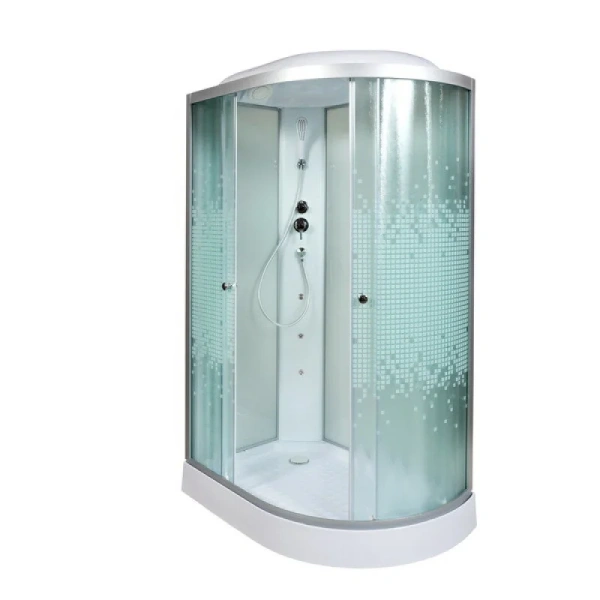 Душевая кабина Deto L 120x80 см с гидромассажем L902RGM (детальная фотография), стеклянные, рифленые, узорчатые