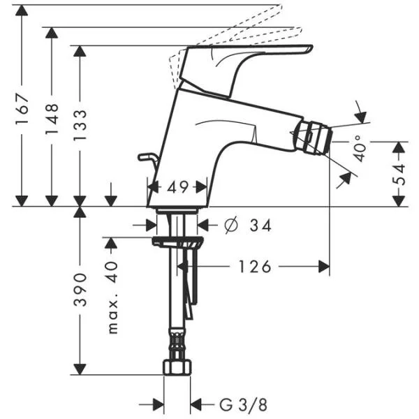 Смеситель для биде Hansgrohe Focus 31928000 (детальная фотография), для биде