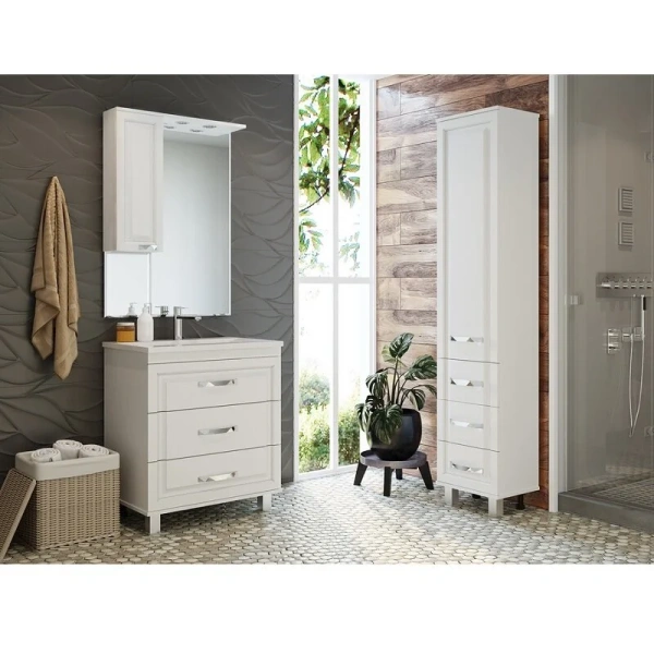 Зеркальный шкаф с подсветкой Misty Терра 70 см белый, правый П-Тер02070-011П (детальная фотография), белые