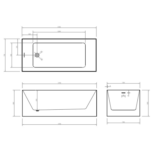Акриловая ванна Abber 170х75 см отдельностоящая AB9274-1.7 (детальная фотография), в наличии