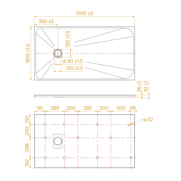 Душевой поддон RGW TSS-W 80x150 см белый 553502815-01 (детальная фотография), низкие до 15 см