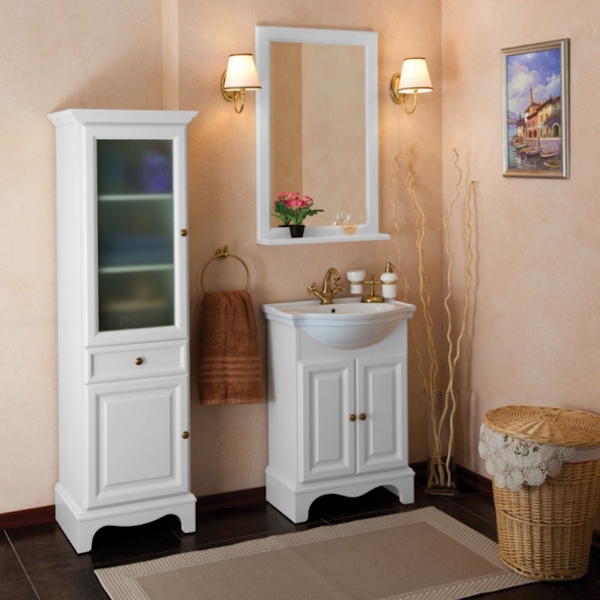 Тумба под раковину, цвет белый матовый, фурнитура бронза, La Beaute Michel BMI60LBO.BR (детальная фотография), по запросу