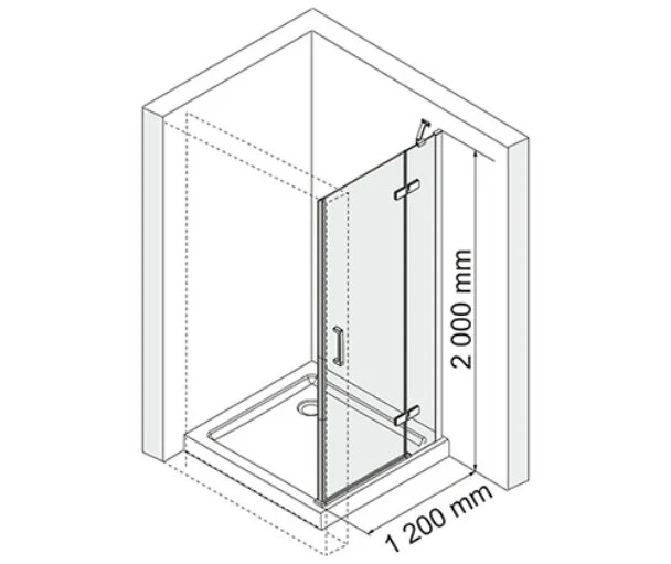 Душевая дверь WasserKRAFT Aller 120 см правая, ручка черная 10H05RBLACK (детальная фотография), 120 см