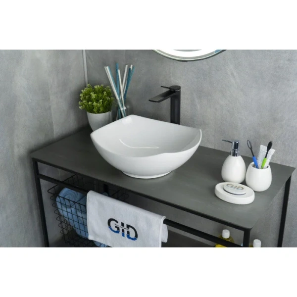 Раковина GID Creativo N9412 42 см белая 51191 (детальная фотография), в форме чаши, круглой формы