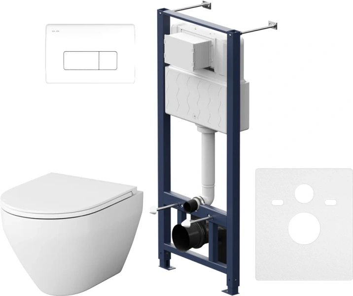 Унитаз с инсталляцией Am.Pm Spirit V2.0 с сиденьем микролифт и белой клавишей IS48001.701700 (детальная фотография)