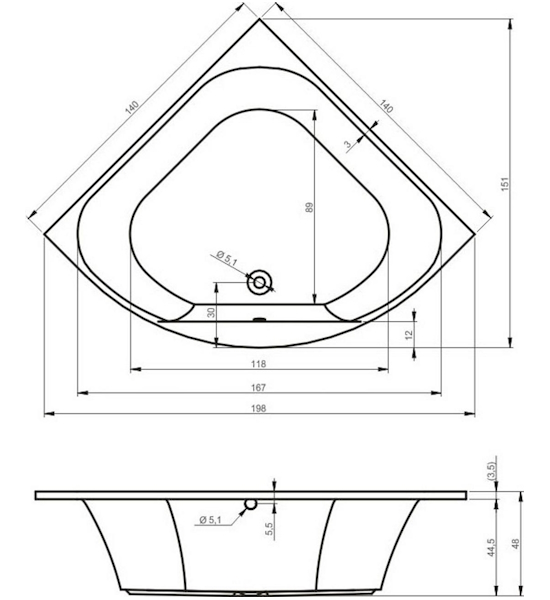 Схема (детальная фотография), без гидромассажа, с ручками, маленькие