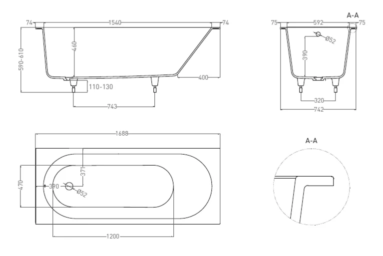 Ванна из искусственного камня Salini Ornella 170x75 см покраска по RAL полностью 102321MF (детальная фотография), искусственный камень