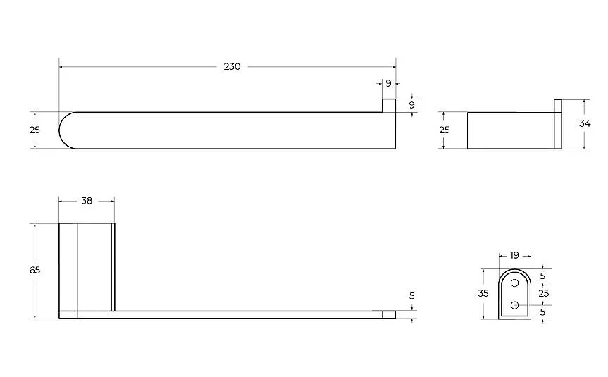 Полотенцедержатель Cezares Stylus брашированное золото STYLUS-TH02-BORO (детальная фотография), современные, hi-tech