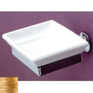 Мыльница для ванной керамическая, цвет белый, фурнитура светлое золото, Devon&Devon First Class DD33010OT (детальная фотография)