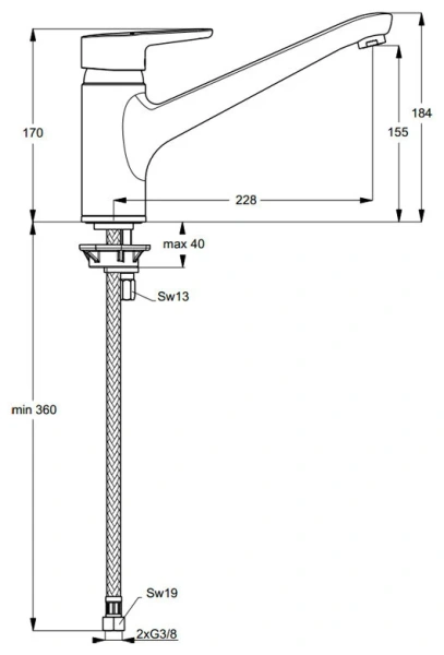 Смеситель для кухни Ideal Standard Connect Blue однорычажный B9931AA (детальная фотография), для кухни