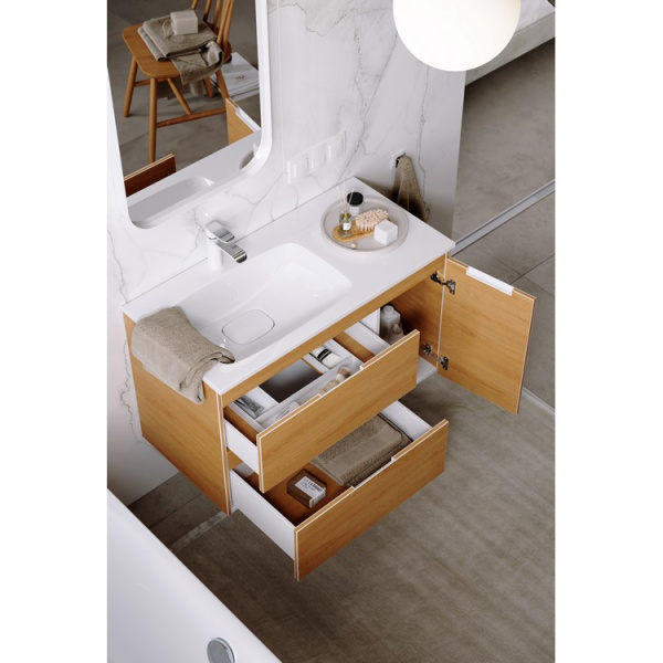 Тумба под раковину подвесная Aqwella Accent 90 см левая дуб золотой ACC0109LDZ (детальная фотография), моноблок