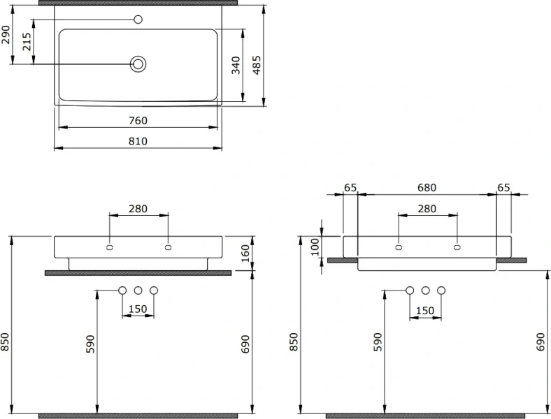 Раковина BERGES Strati 80 см белая 182007 (детальная фотография), белые